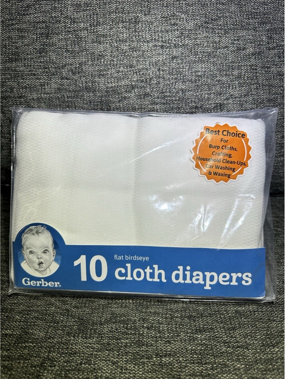 Gerber 10 Pack Flat Birdseye Cloth Diapers 100% Cotton 24” x 27” New